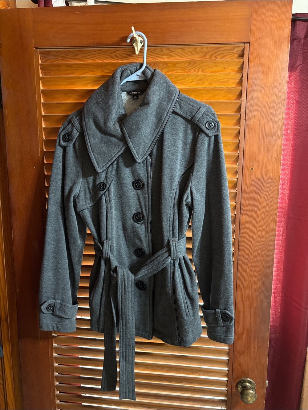 Lee Gray Double-Breasted Belted Trench Coat